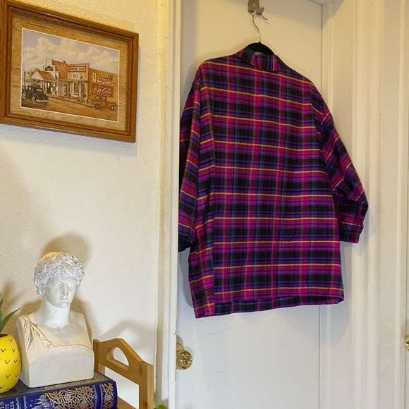 COPY - 60s? VTG Silk Plaid Shacket - Picture 9 of 12